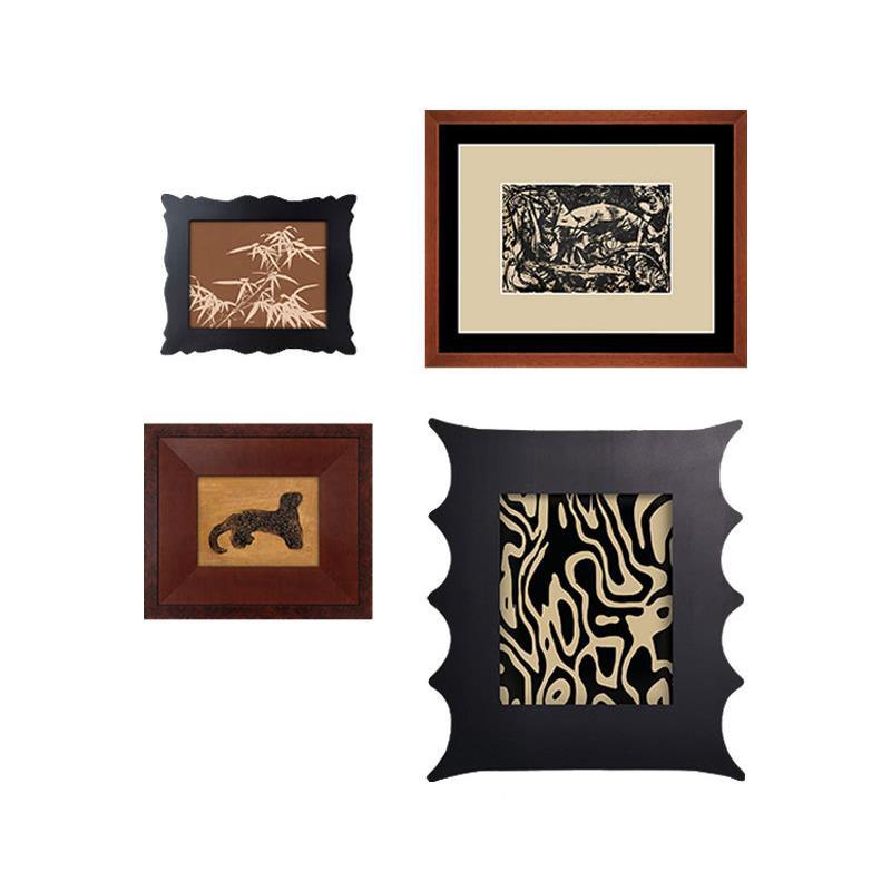 式壁众艺术装饰画法客厅组小合挂画卧室高级感设计师实木B-473中