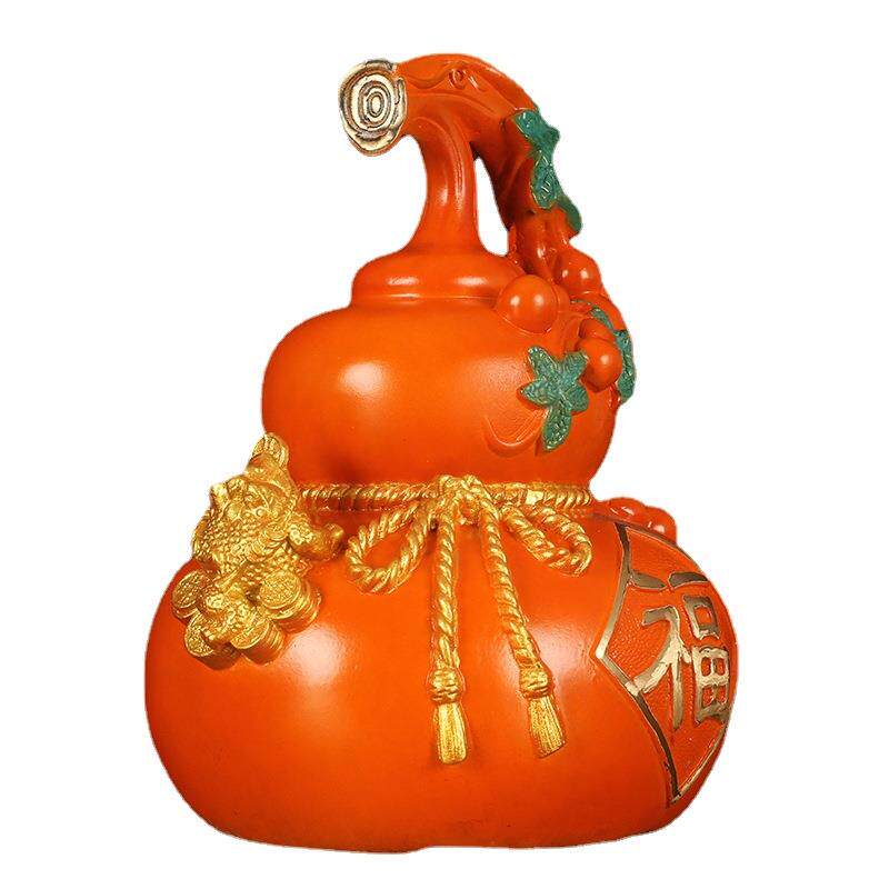 铜葫芦黄铜五福临门福禄葫芦摆件工艺品中式客厅玄关办公室装饰品