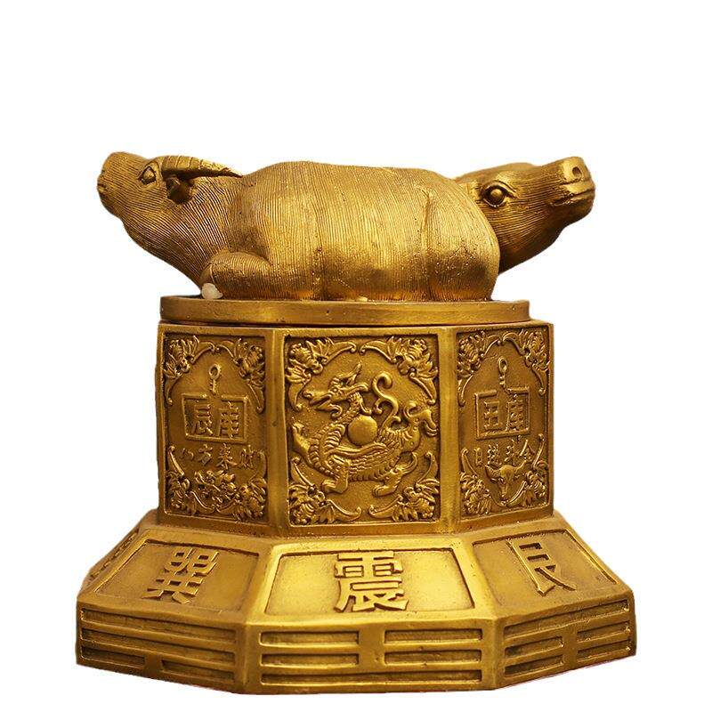 黄铜铜牛牛转乾坤摆件工艺品八卦铜牛家居客厅玄关厨房西北角摆饰