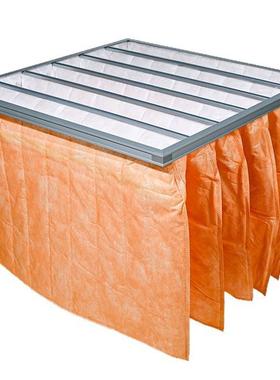 中效可水洗橙色除尘袋F6袋式可水洗袋式过滤器中效过滤器厂家