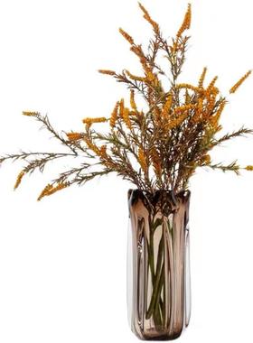 现代轻奢花瓣琥珀色花瓶花器售楼处客厅茶几餐厅餐桌装饰品摆件