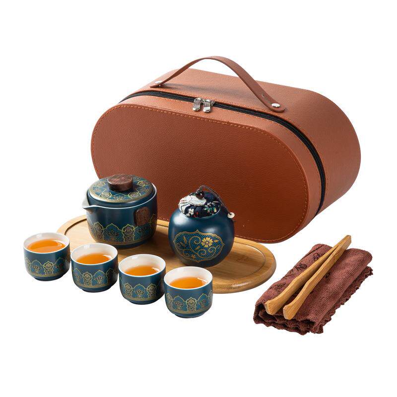 日式户外旅行功夫茶具套装泡茶壶陶瓷快客茶杯茶盘便携式商务礼品