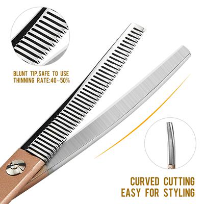 6.5寸美登款手柄半金色鱼骨弯牙剪弯剪宠物修毛剪打薄剪弯牙