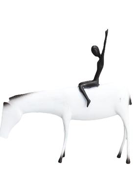 新中式金属骑马人艺术摆件样板房售楼部书房客厅桌面玄关软装饰品