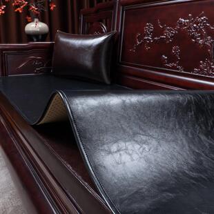 中古风红木沙发坐垫皮沙发专用套罩实木沙发垫皮质垫子真皮新中式