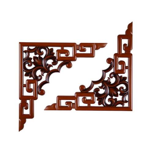 仿古中式角花家居客厅玄关门楣垭口对角花镂空雕刻背景墙装饰花