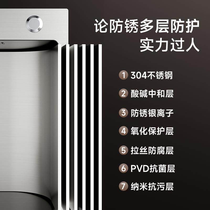 厨房304不锈钢纳米手工水槽家用洗菜盆单槽洗碗槽水池菜盆台下盆