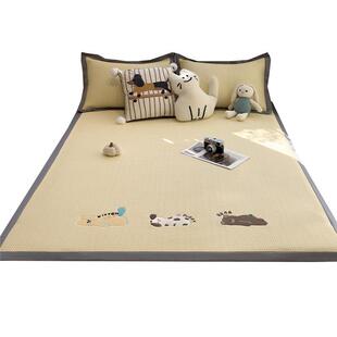 夏季床笠款冰丝凉席乙纶冰豆豆凉席华夫格绣花凉感可水洗冰丝席子