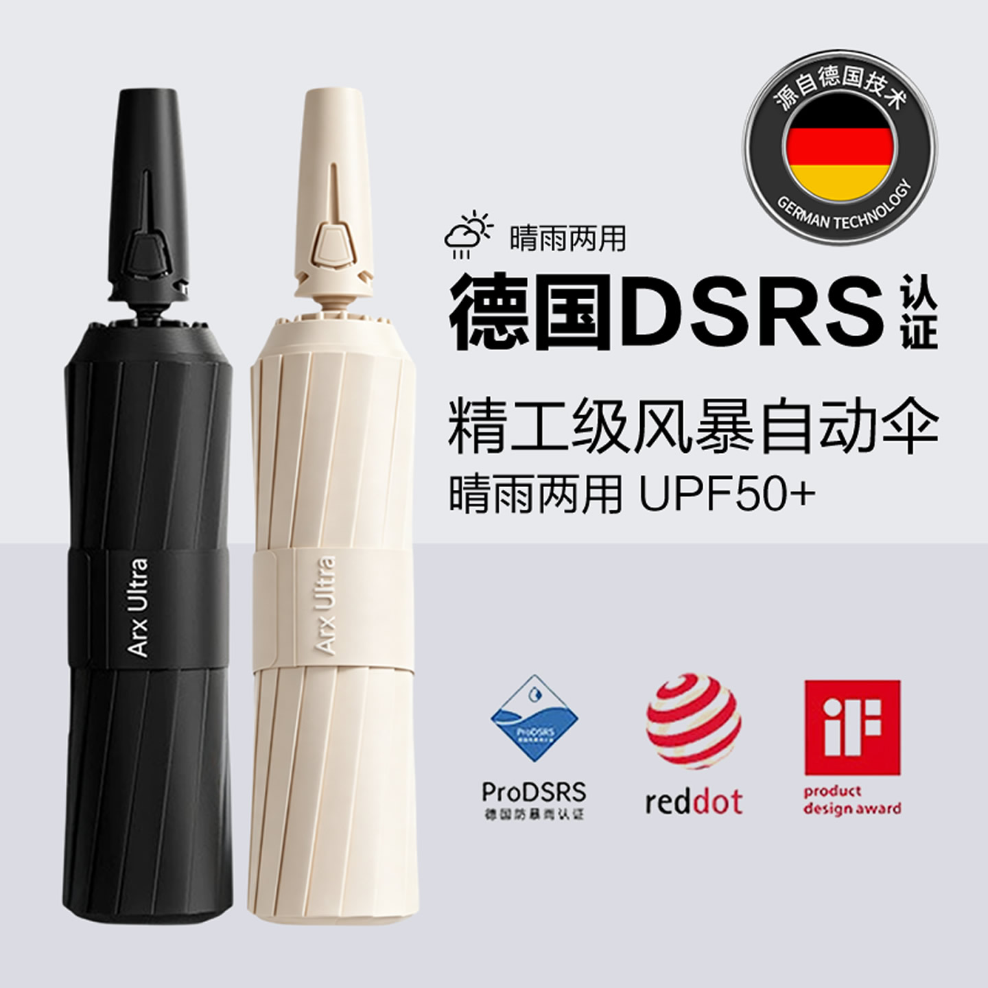 品质先丨德国DSRS认证防爆雨伞布防晒黑胶UPF50+防风12根碳素钢架图片