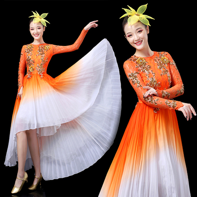 开场舞大摆裙演出服女大气飘逸2024新款歌伴舞服装万疆中国舞礼服