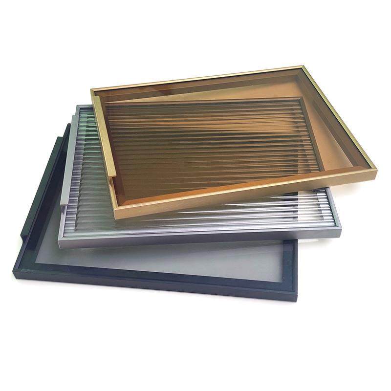 极简铝框钢化玻璃衣柜门定制窄边茶灰黑色透明轻奢酒柜书柜门定做