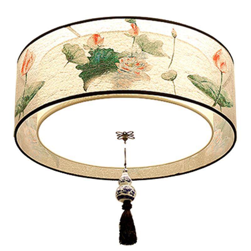 新中式吸顶灯卧室灯圆形古典大气LED中式灯布艺客厅书房酒店灯饰,家装灯饰光源,客厅吸顶灯,淘宝优惠券,粉丝福利购,淘宝优惠卷