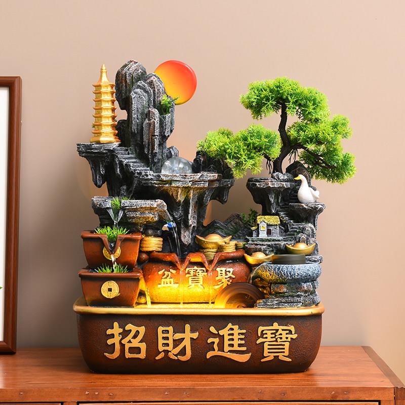 假山流水喷泉循环水招财进宝客厅办公室桌面风水摆件乔迁开业礼品