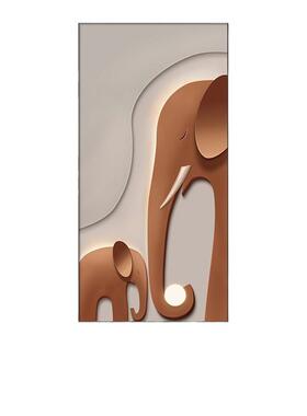 现代轻奢玄关装饰画高级感橙色大象挂画高档入户玄关走廊过道壁画