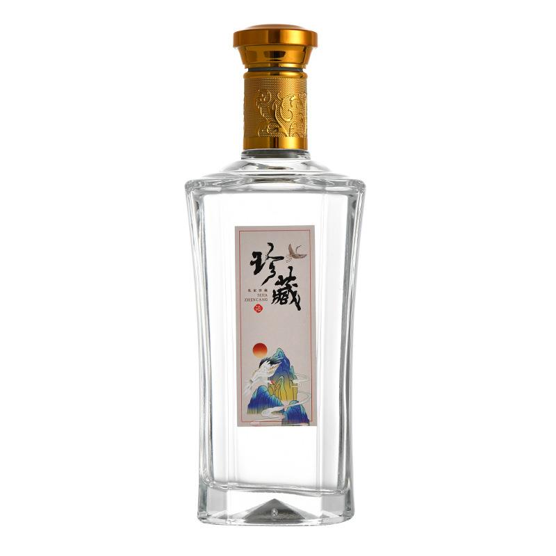 精白料酒瓶套装500ml透明空白酒瓶自酿家用空瓶喜酒喜宴瓶加厚