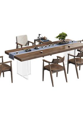 严选实木茶桌全套功夫泡茶台茶室喝茶亚克力大板悬浮茶桌椅