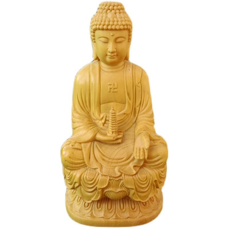 黄杨木雕刻客厅家居人物汽车摆件药师佛释迦摩尼佛像实木工艺品