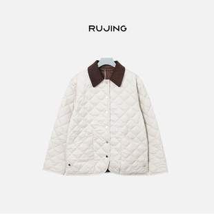 3M棉汉麻领两面穿撞色领子棉服 菱格3M ZJ25A603 黑标 RUJING