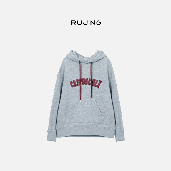 RUJING丨黑标【罗家卫衣】AIM加厚罗家全棉花灰色抓绒卫衣-ZJ25E6