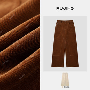 细坑条设计感灯芯绒休闲裤 摩登 2512NZZG283 黑标 RUJING