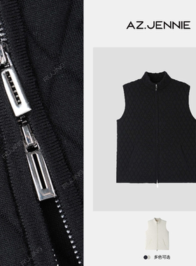 RUJING丨【精纺100%羊毛】24新款秋冬双开拉链菱形针织马甲女款