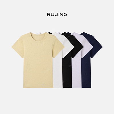 RUJING丨黑标 软糯亲肤桑蚕丝短袖T恤-65TXQD273