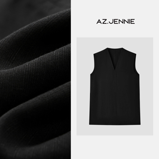 上衣简约百搭衬衫 AZ.Jennie 天丝亚麻廓形V领无袖 2025夏季 女 新款