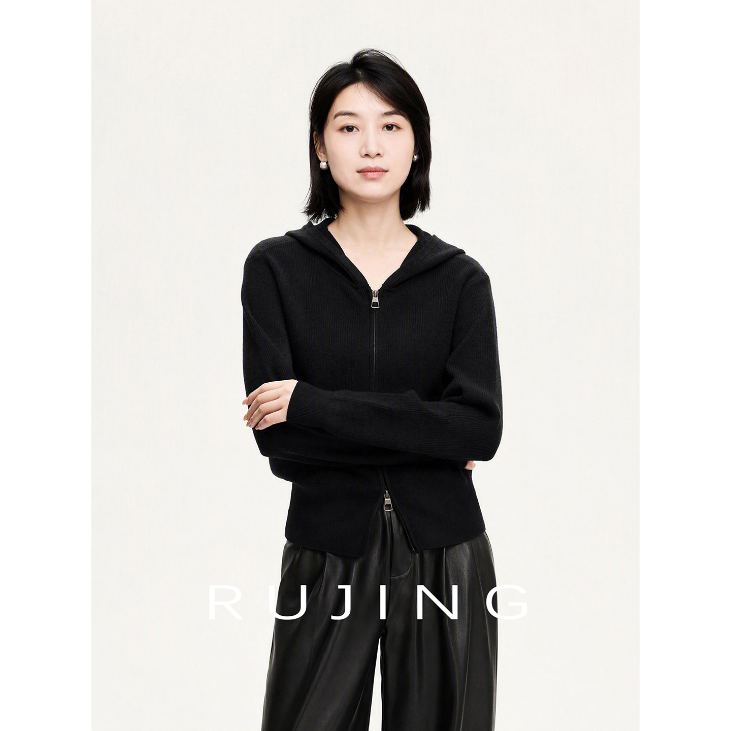 RUJING丨【显瘦双拉链】2股60支德国扬子纱100羊毛双拉链针织衫
