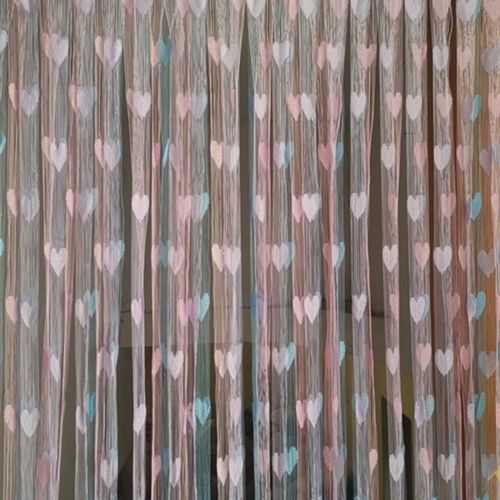 魔术贴3层爱心门帘 自粘成品加密桃心客厅卧室装饰隔断帘窗帘