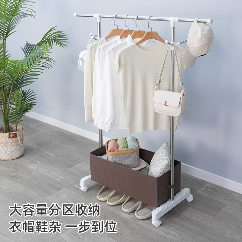 迷你小型落地晾衣架单杆伸缩挂衣架宿舍出租屋不锈钢可移动晒衣架