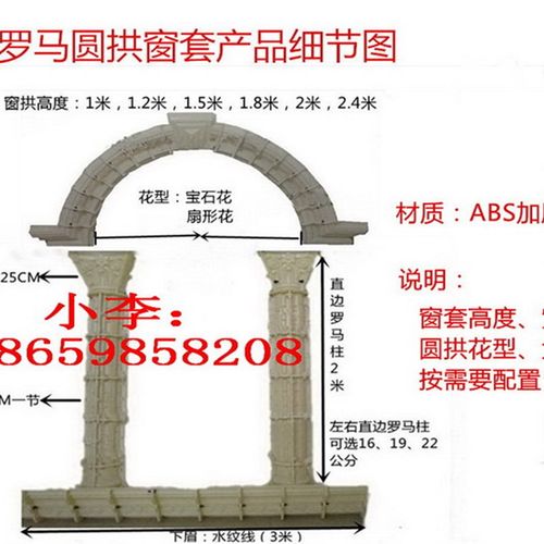 新欧式建筑模板加厚塑钢半圆罗马柱模具窗户模具窗套门套建筑模具