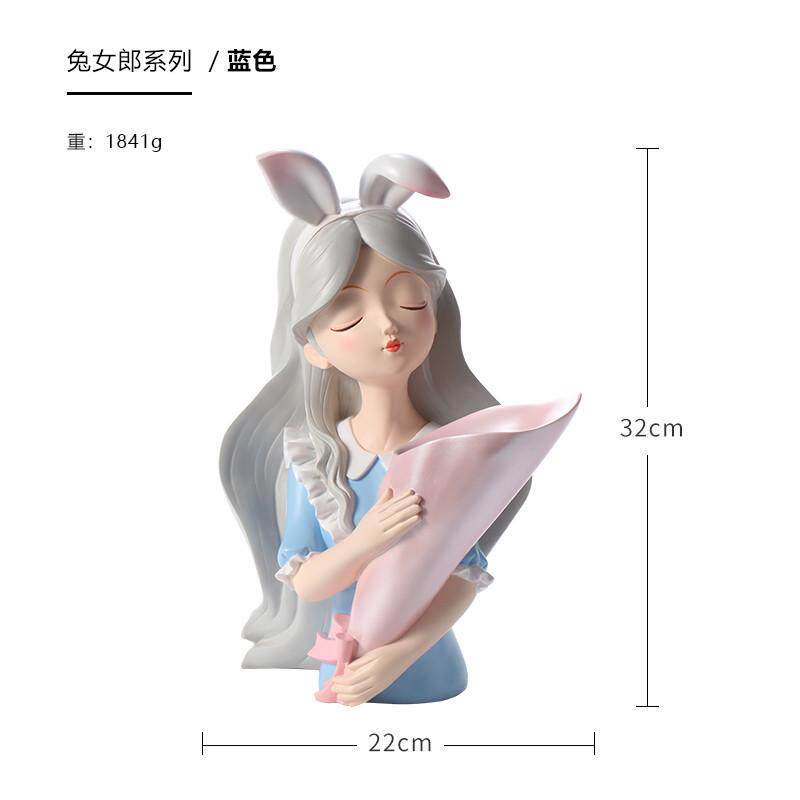 北欧捧插花女孩艺术花瓶摆件创意客厅餐桌玄关电视柜家居花装饰品