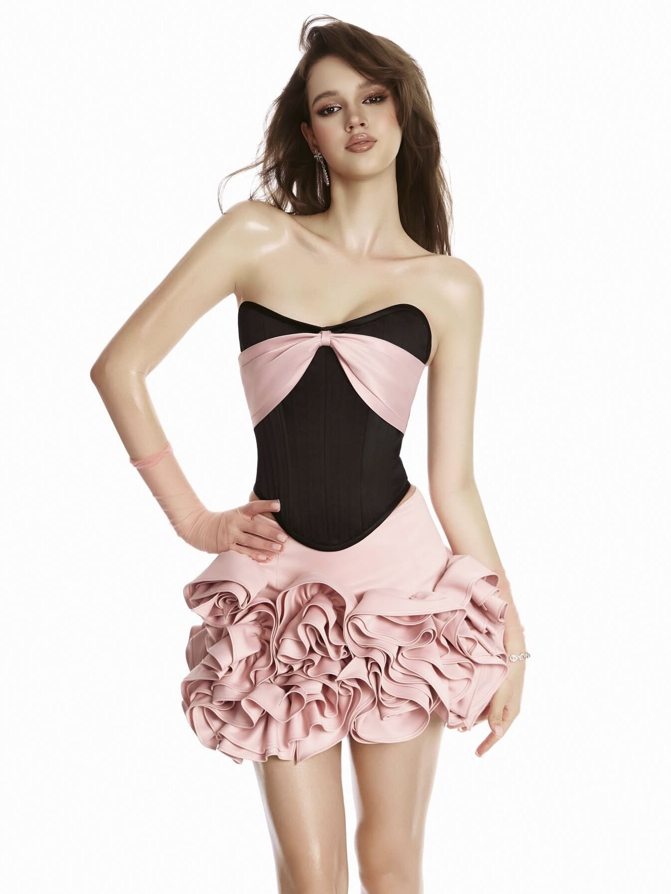 越南正品代购Moulinrose抹胸鱼骨拼接上衣半身裙套装时尚性感辣妹