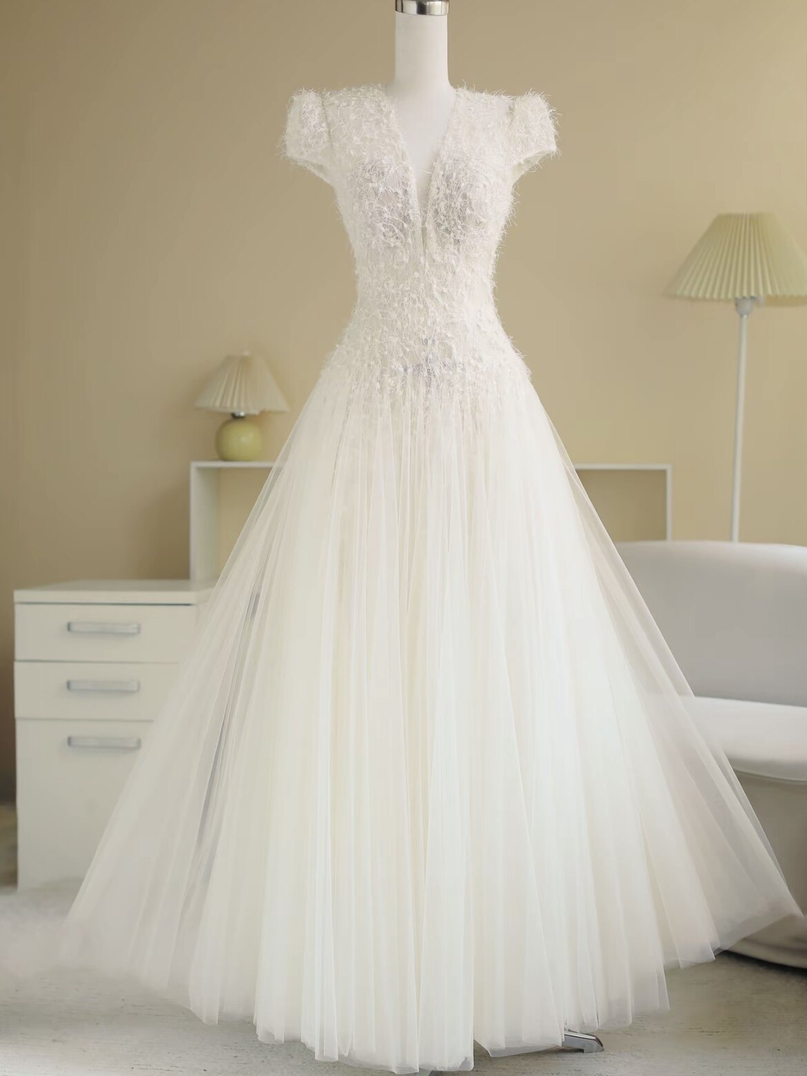 越南正品代购SoVintage婚纱订婚宴会礼服V领优雅气质长款连衣裙