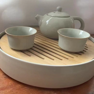 家用办公室酒店客房西施壶一壶二杯茶盘套装 汝窑米黄功夫茶具套装
