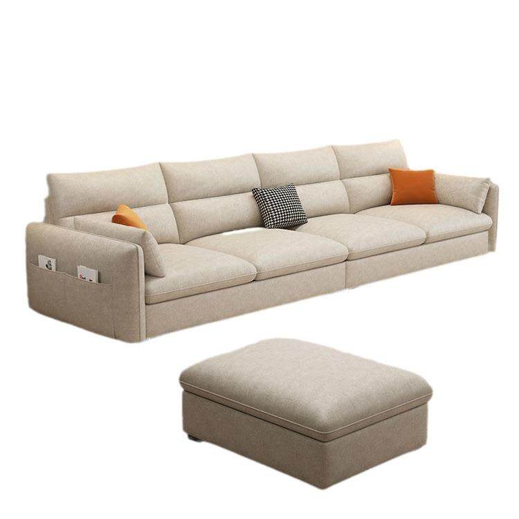 奶油风科技布客厅布艺沙发小户型简约现代直排双三人贵妃位出租房