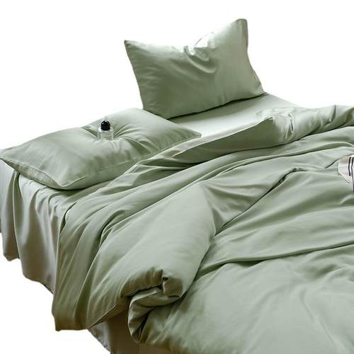 兰精轻奢60支莱赛尔天丝纯色四件套春夏款拼色撞色简约