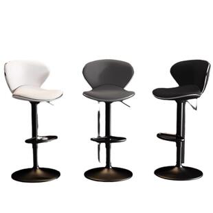 现代简约吧台椅家用升降旋转靠背铁艺轻奢前台酒吧高脚凳子吧椅