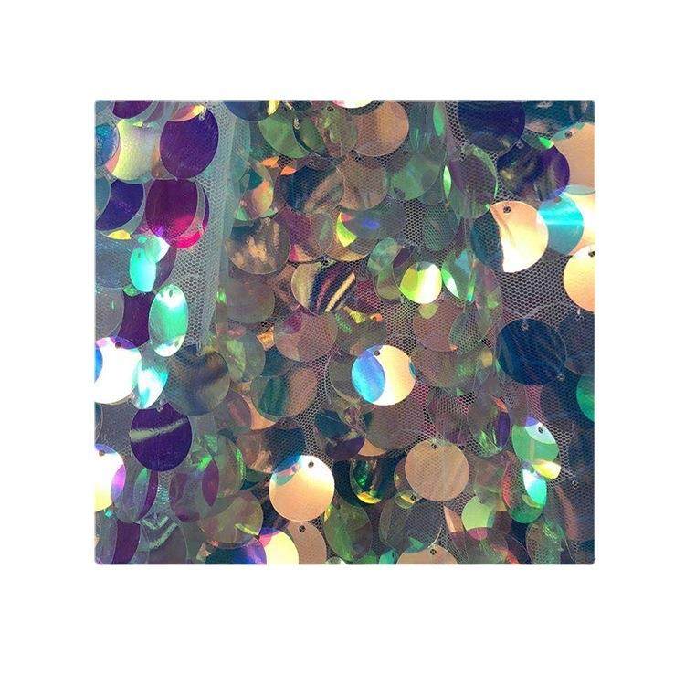 18mm镭射幻彩渐变美人鱼大吊片亮片布料闪闪亮片布料舞台连衣裙