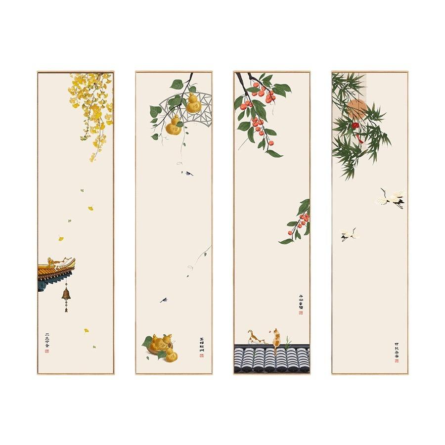 深圳大芬油画村新中式客厅沙发背景墙装饰画餐厅挂画壁画四联画