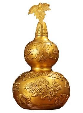 四季平安吉祥如意葫芦开盖摆件百福铜葫芦大号黄铜办公室装饰