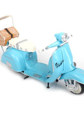 小绵羊VESPA踏板摩托车仿真模型复古怀旧手工打造金属摆件装饰品