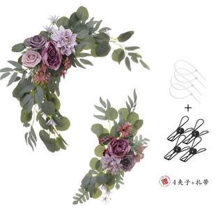 新款迎宾牌花外贸拱形花束婚礼现场布置玫瑰假花指引牌长廊装饰花