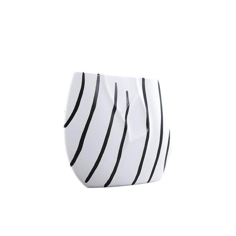 轻奢北欧极简黑白条纹插花陶瓷花瓶时尚家居软装饰品饰品摆件,橡塑材料及制品,工业陶瓷,淘宝优惠券,粉丝福利购,淘宝优惠卷