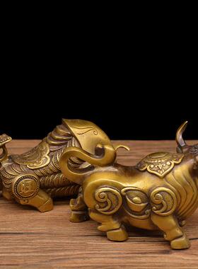 宏达黄铜小号财牛抬头牛铜牛吉祥礼品摆件