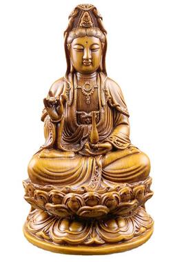 观音摆件树脂仿檀木大慈大悲观世音菩萨摆件中式家居客厅摆件