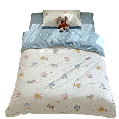 60贡缎印花儿童三件套全棉卡通床上用品长绒棉被套床单套件批