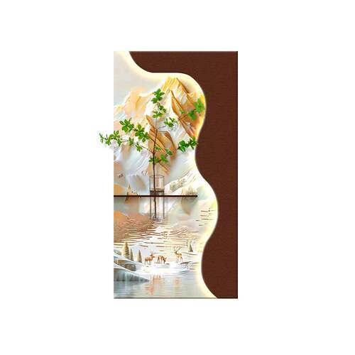 立体砂岩玄关装饰画DIY水培绿植客厅挂画高级感走廊过道led壁灯画