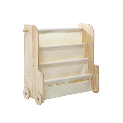 可移动书架带轮儿童绘本架实木落地置物架儿童房阅读区绘本书架