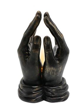 新款双手祈祷摆件创意树脂家居庭院手掌小夜灯雕像园艺装饰品